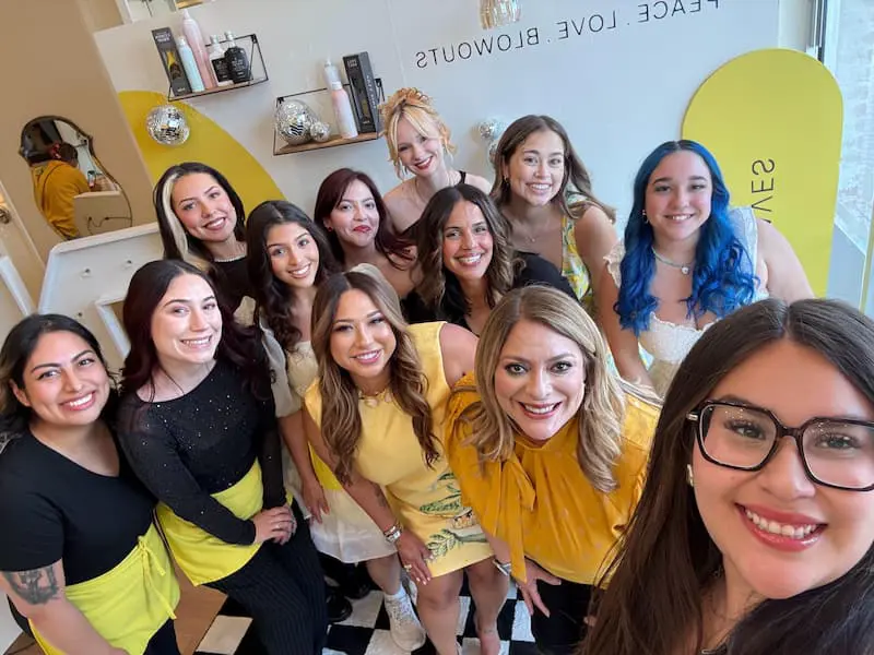 large group of moms at drybar event