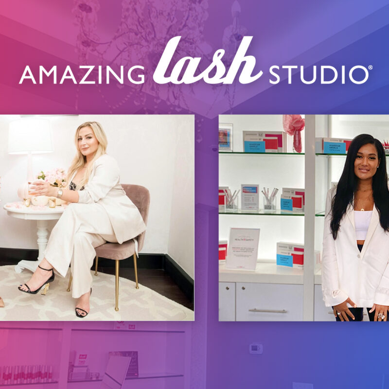 graphic with 2 photos of amazing lash studio brand franchisees